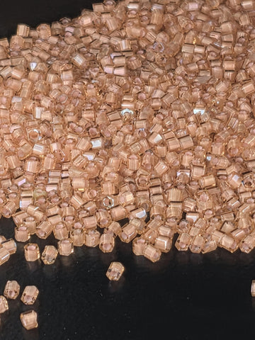Toho Hexagon 15/0 Seed Beads | Inside-Color Lt Topaz/Peach-Lined, 2.5" Tube