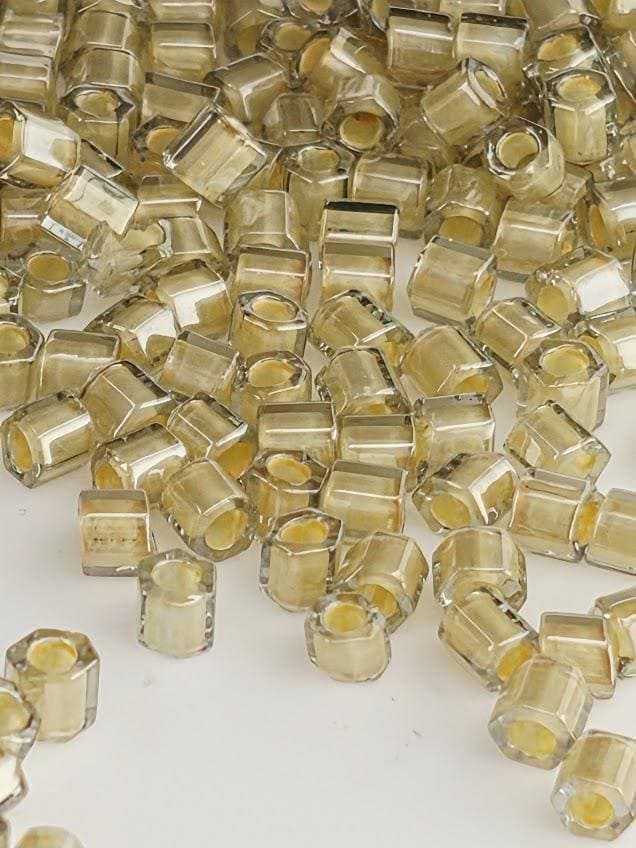 Toho Hex Beads, Toho Hexagon 8/0 Tube 2.5" : Inside-Color Black Diamond/Orange Creme-Lined | 8/0 | 8g Pack