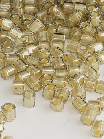Toho Hex Seed Beads, Black Diamond-Orange Creme | 3mm Glass | Size 8/0