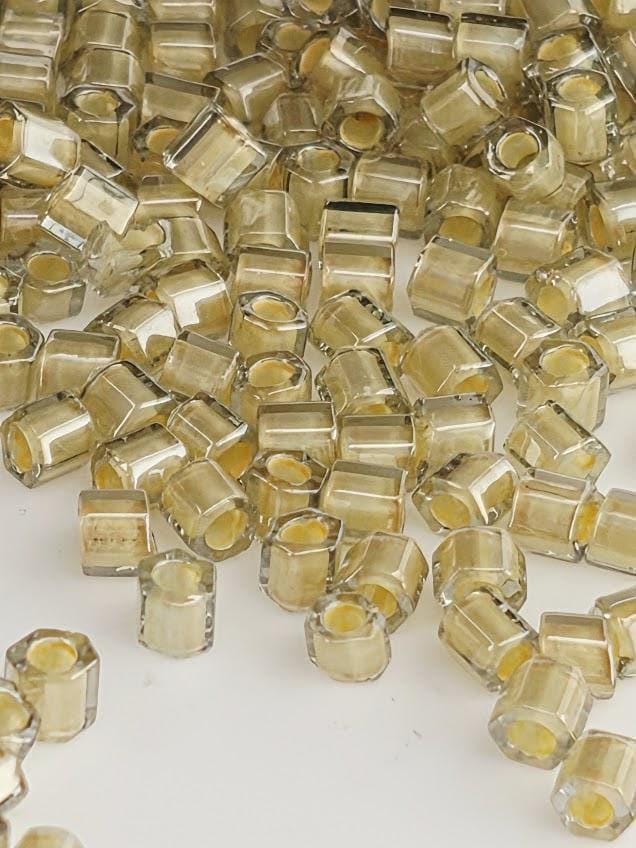 Toho Hex Seed Beads, Black Diamond-Orange Creme | 3mm Glass | Size 8/0