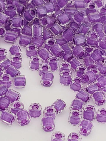 Toho Hex 8/0 Seed Beads, Crystal/Wisteria-Lined | Glass | Jewelry Making