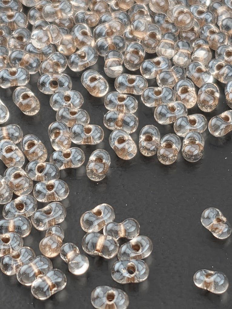 Miyuki Berry Beads, Crystal/Taupe Inside Color Lined* | 15g Pack