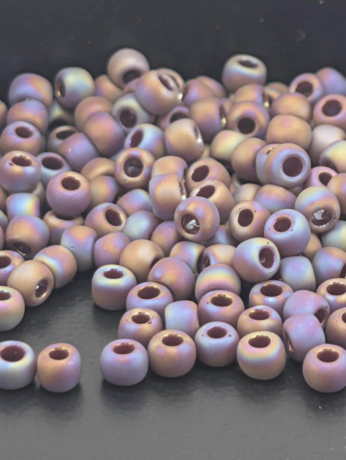 Opaque-Rainbow-Frosted Oxblood Size 8/0 Toho Round 2.5" tube