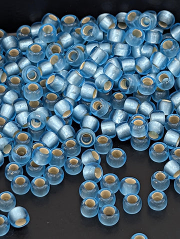 Silver-Lined Frosted Aquamarine Size 8/0 Toho Round 2.5" tube