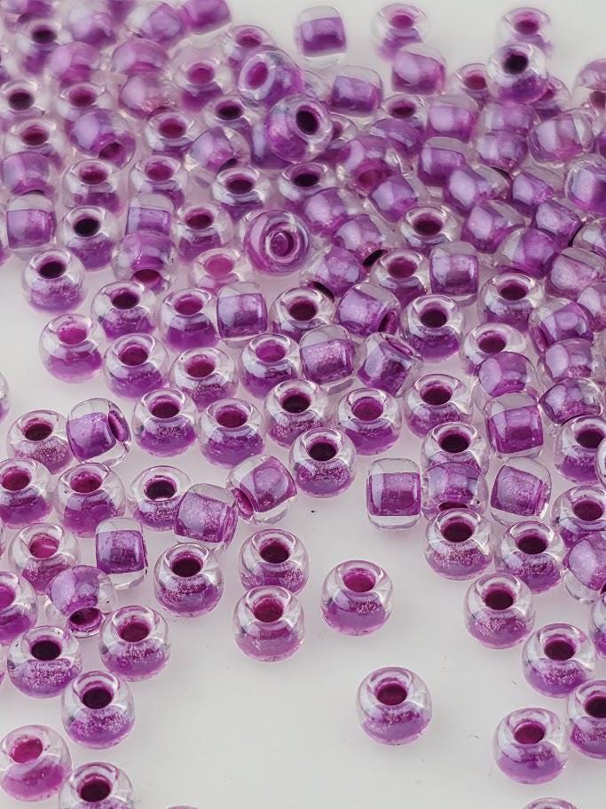 Crystal/Dark Violet Inside Color Lined Rocaille | 8/0 | Miyuki - 15g pkg
