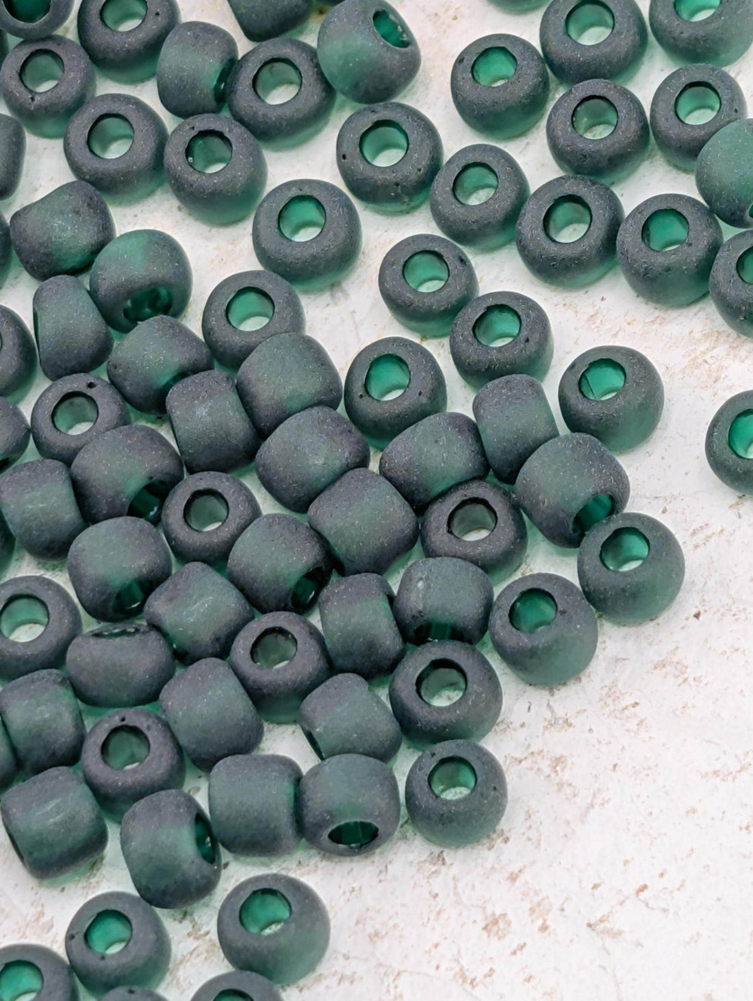Matsuno Round Beads, Transparent Dark Green Matte, #8 Round | 8/0 | 15g Pack