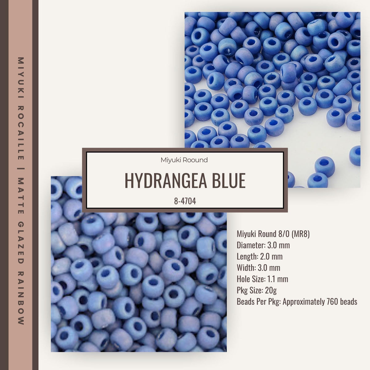 Miyuki Rocaille Size 8/0 | Matte Glazed Rainbow | 15g