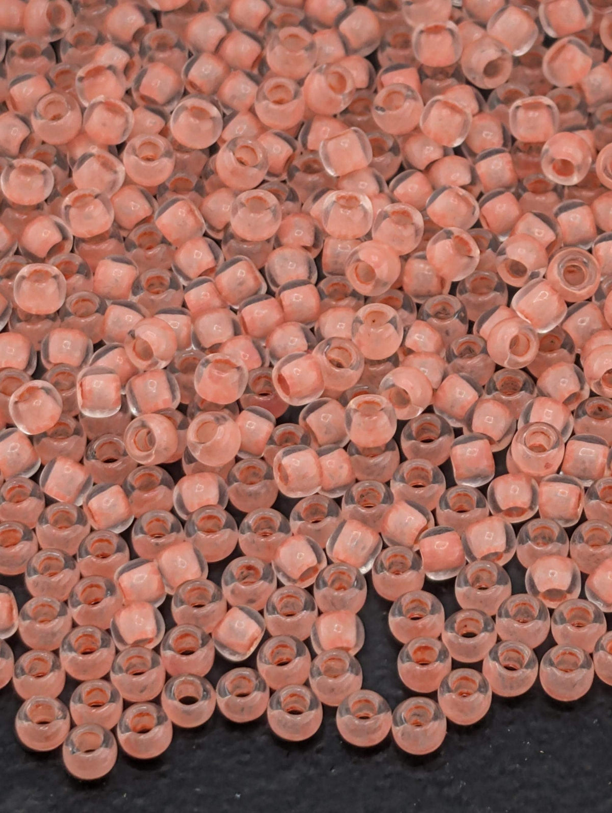 TOHO Frosted Salmon-Lined Crystal Rainbow Round Size 11/0 Tube 2.5" (Approx ~8-9g)