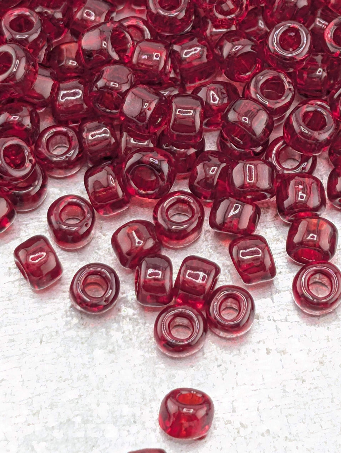 Matsuno Round Beads, Transparent Ruby Red, #8 Round | 8/0 | 15g Pack
