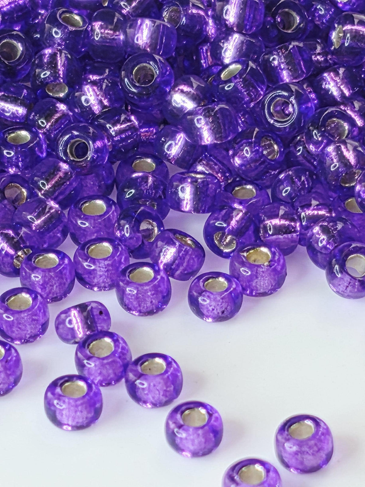 Purple Transparent Silver Lined Dyed Rocaille | 8/0 | Miyuki - 15g pkg