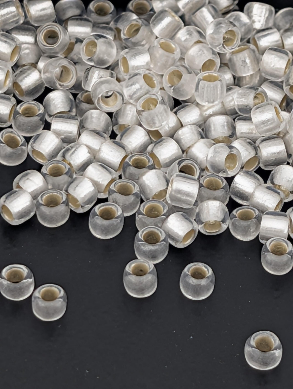 TOHO Silver-Lined Frosted Crystal Round Size 8/0 Tube 2.5" (Approx ~8-9g)