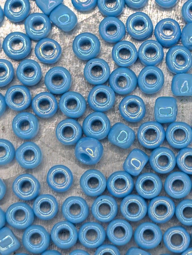 Matsuno Round Beads, Opaque Rainbow Aqua, #8 Round | 8/0 | 15g Pack