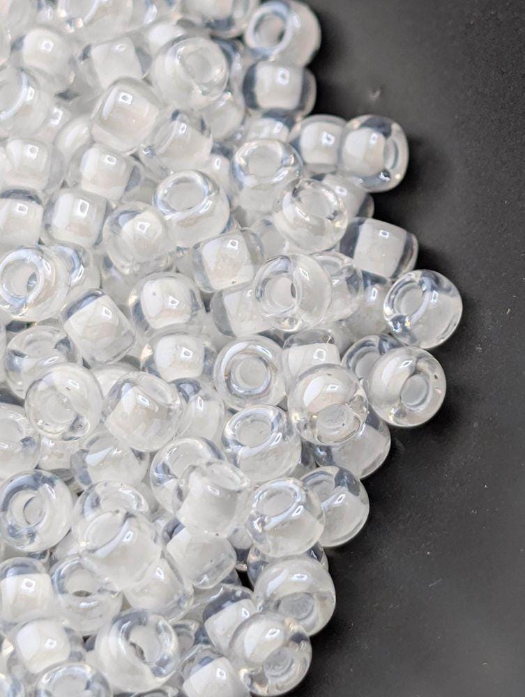 Miyuki Round Beads, Crystal/White Inside Color Lined | 8/0 | 15g Pack