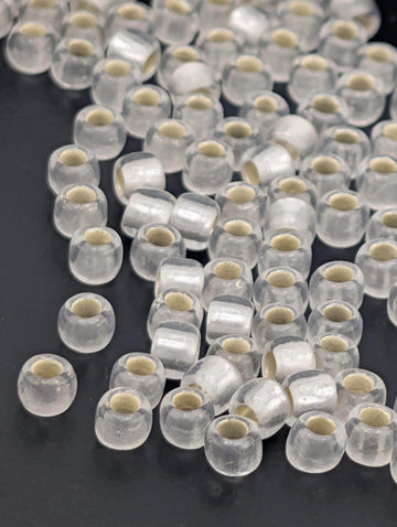 Toho Japanese Seed Beads, Silver-Lined Frosted Crystal | 6/0 Size | 2.5" Tube