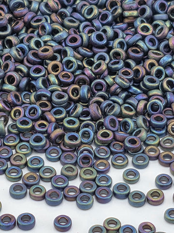 Miyuki Spacer Beads, Matte Black Rainbow (2.2mm, 7g) | Japanese Seed Beads | Bead Weaving Embroidery Supply | DIY Jewelry