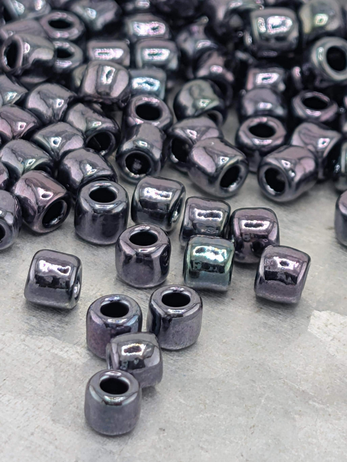 Amethyst Seed Beads, Toho 6/0 Round | Metallic Glass | 2.5" Tube