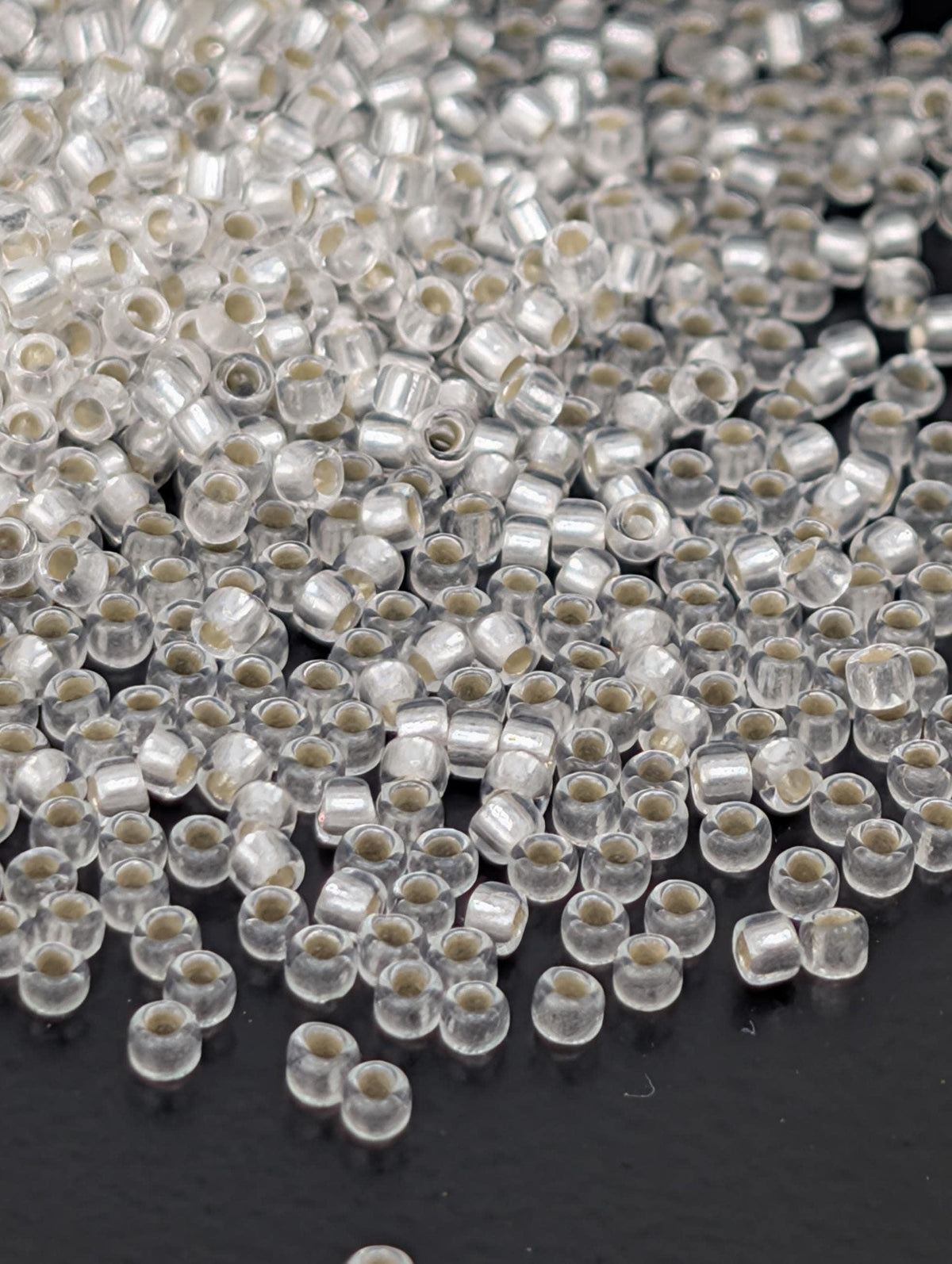 Silver-Lined Frosted Crystal Size 15/0 Toho Round 2.5" tube