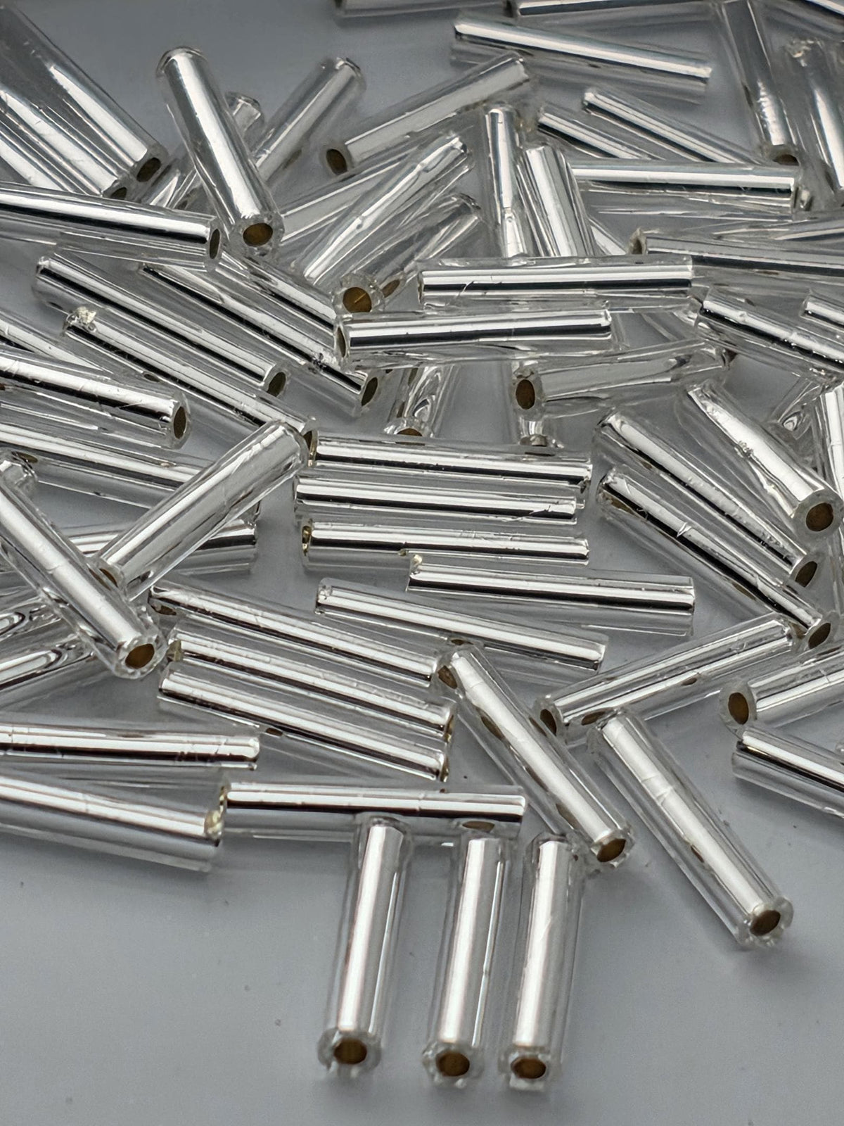Toho Bugle Beads #3, 9mm Silver-Lined Crystal | Japanese Glass | Bulk Tube