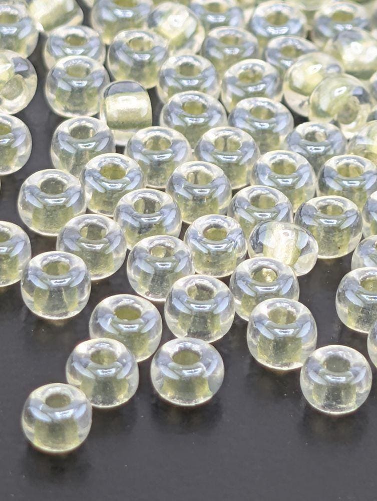 Miyuki Round Beads, Crystal/Light Celery Inside Color Lined Sparkle | 6/0 | 15g Pack