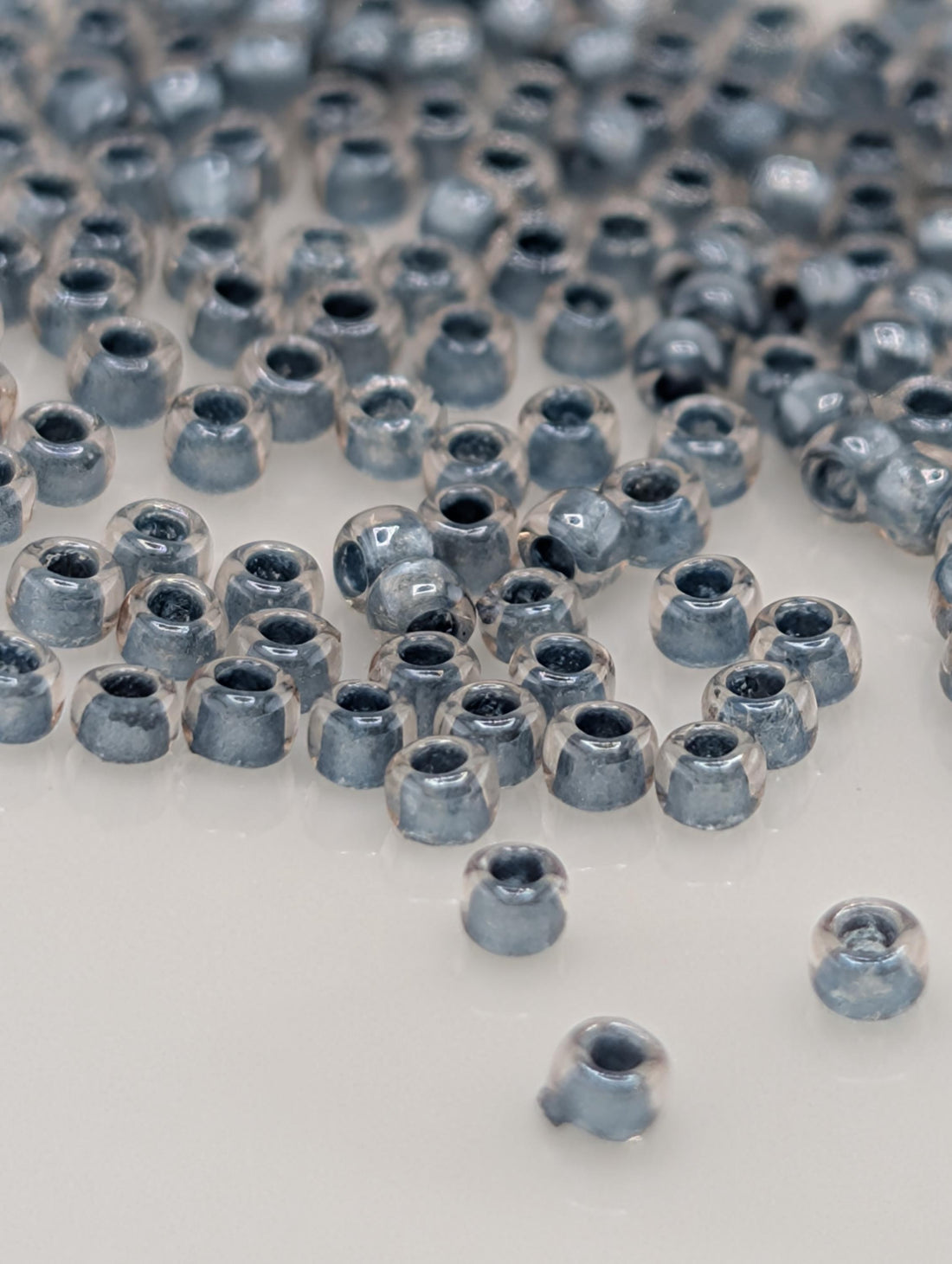 Toho Round Beads, Crystal/Metallic Blue | 15/0 | 8g Pack