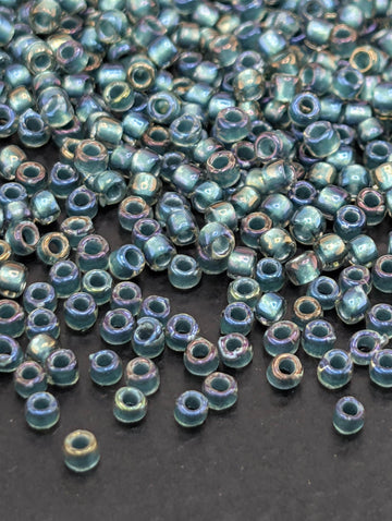 Inside-Color Crystal Seed Beads, Prairie Green-Lined | Size 15/0 | Japanese Toho