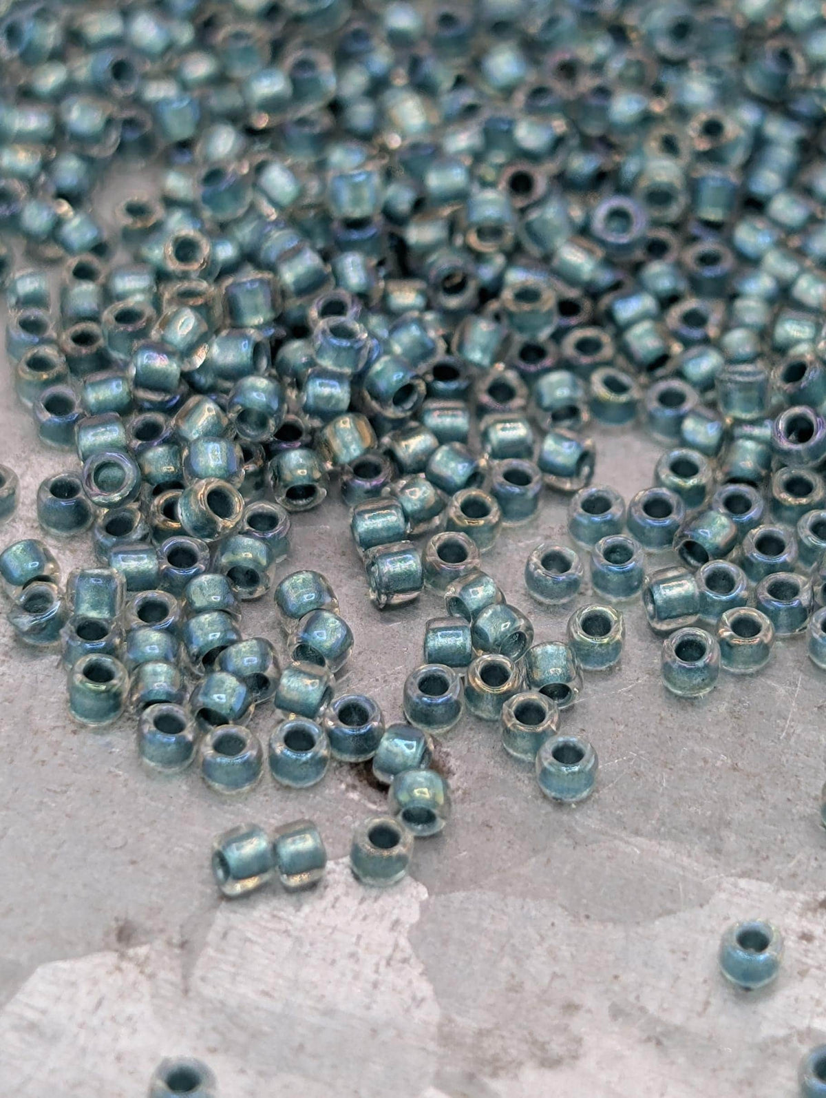 Inside Color Rainbow Crystal Teal-Lined Toho Seed Beads | Size 15/0 | 2.5" Tube