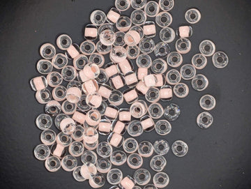 Matsuno Seed Beads Size 6, Peppermint Pink Translucent (15g, ~180 pcs)
