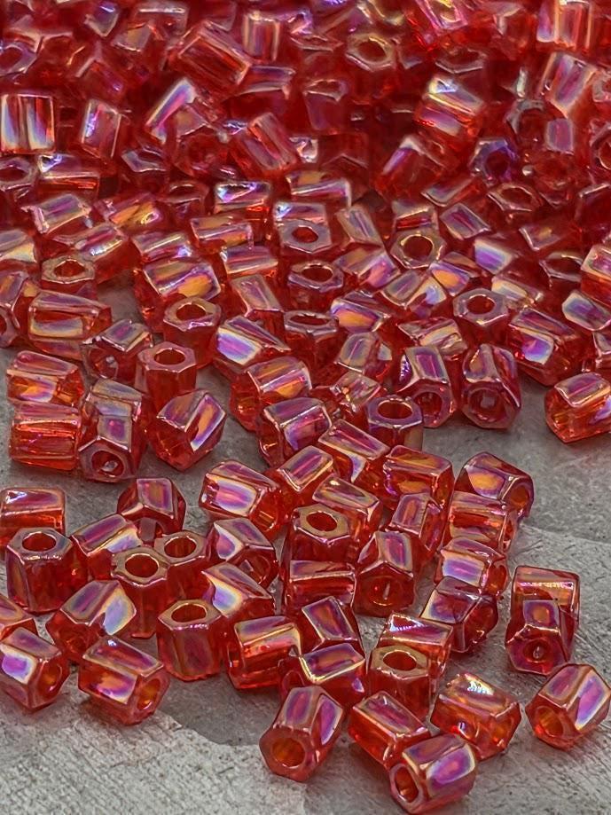 Miyuki Twist Bugle Beads, Translucent Berry Rainbow | Glass Seed Beads | Size 10/0 | Jewelry Making Supply