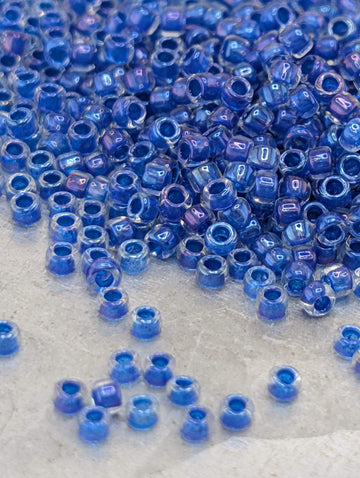 Inside-Color Luster Caribbean Blue-Lined Seed Beads, Japanese Glass | Size 15/0 | Bead Weaving