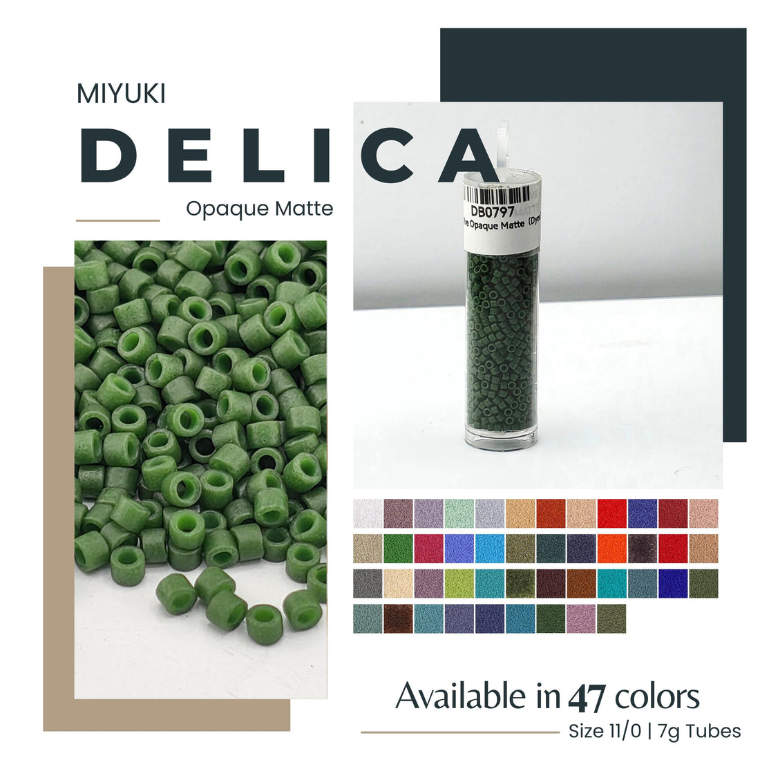 Miyuki Delica Seed Beads, Matte Finish | Size 11/0 | 7g Package