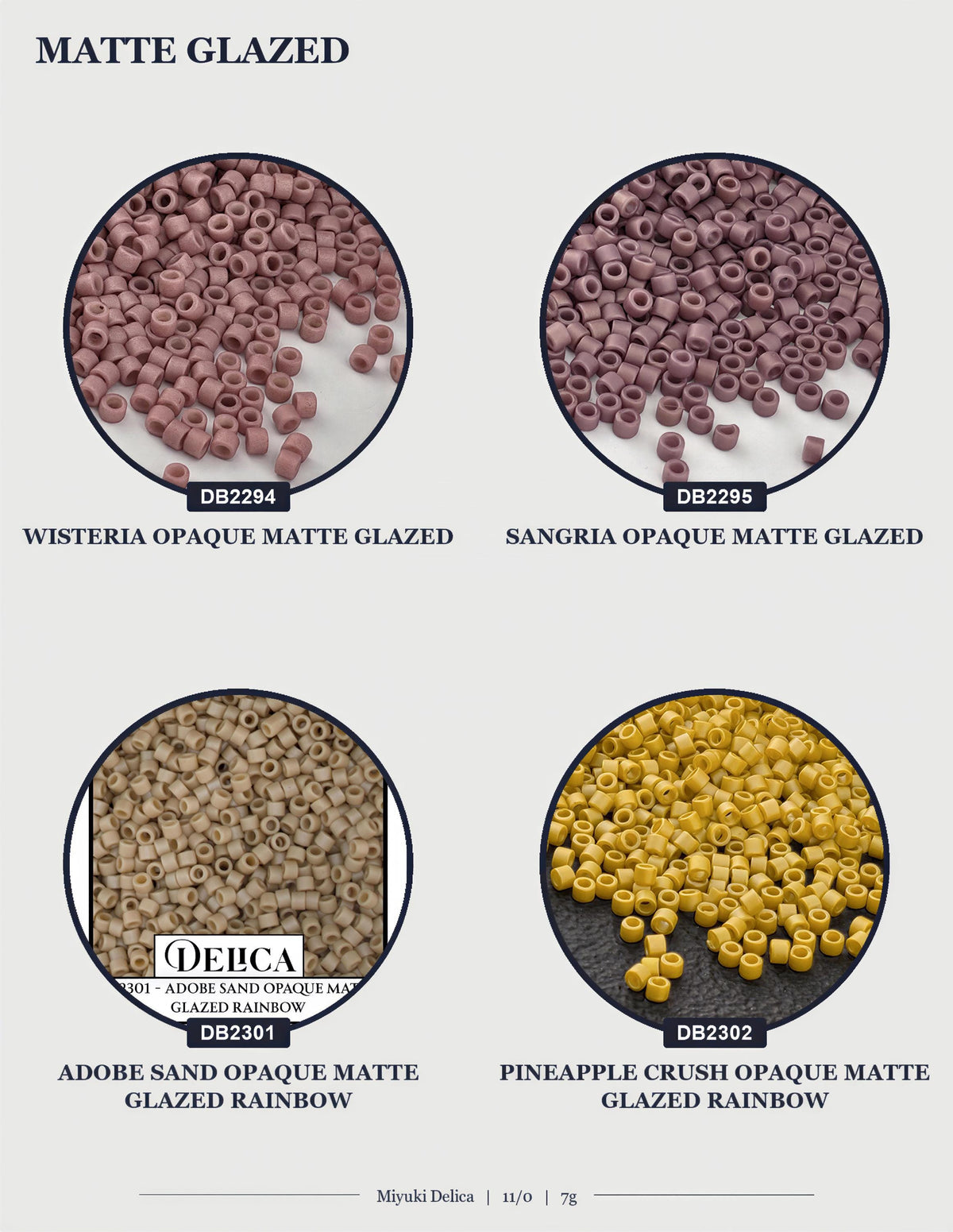 four different images of Adobe Sand Opaque Matte Glazed materials, including Wisteria Opaque Matte Glazed, Sangria Opaque Matte Glazed, Adobe Sand Opaque Matte Glazed Rainbow, and Pineapple Crush Opaque Matte Glazed Rainbow.
