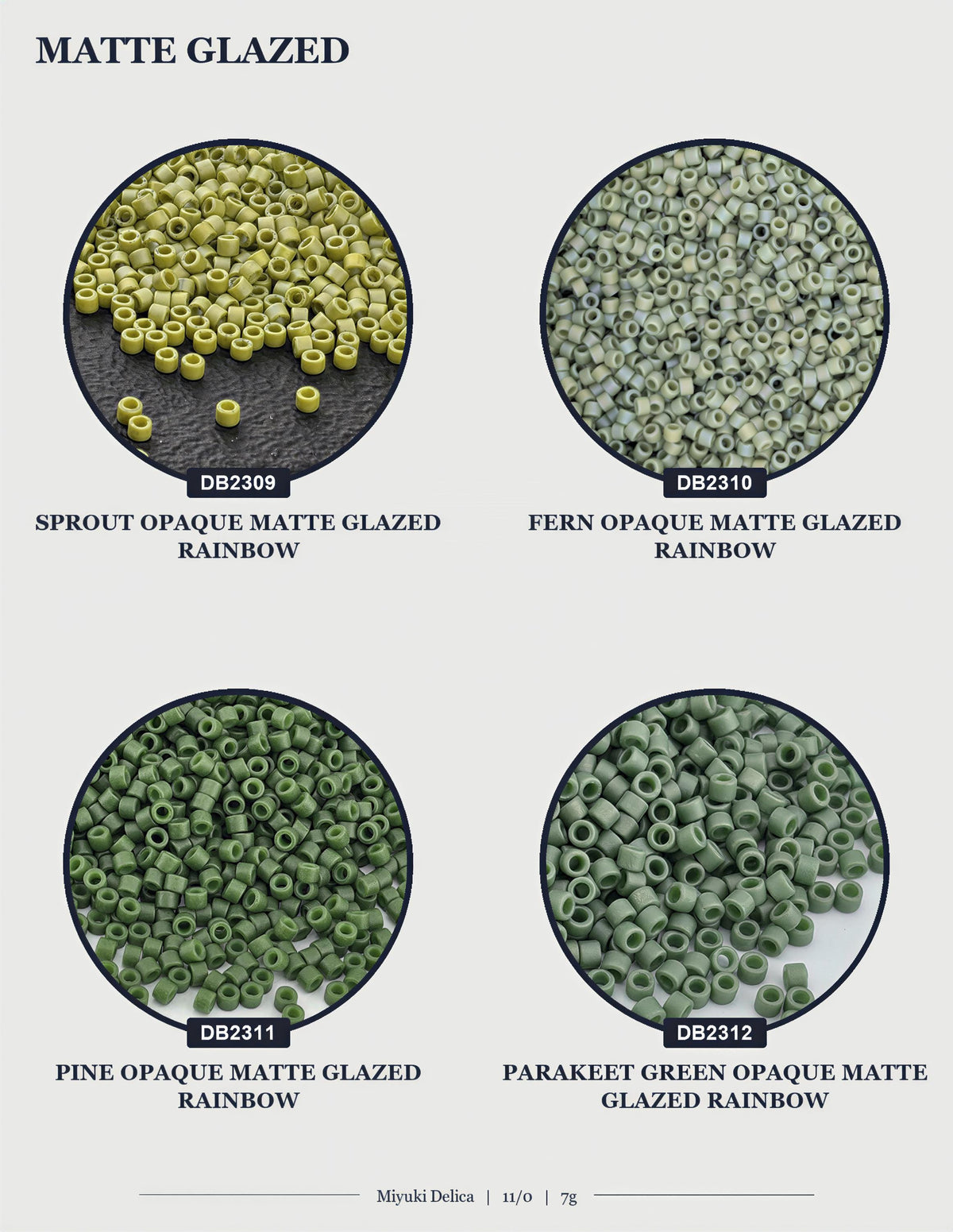 four different types of beads, each with a unique color and texture. The beads are arranged in a circular pattern, creating a visually appealing display.