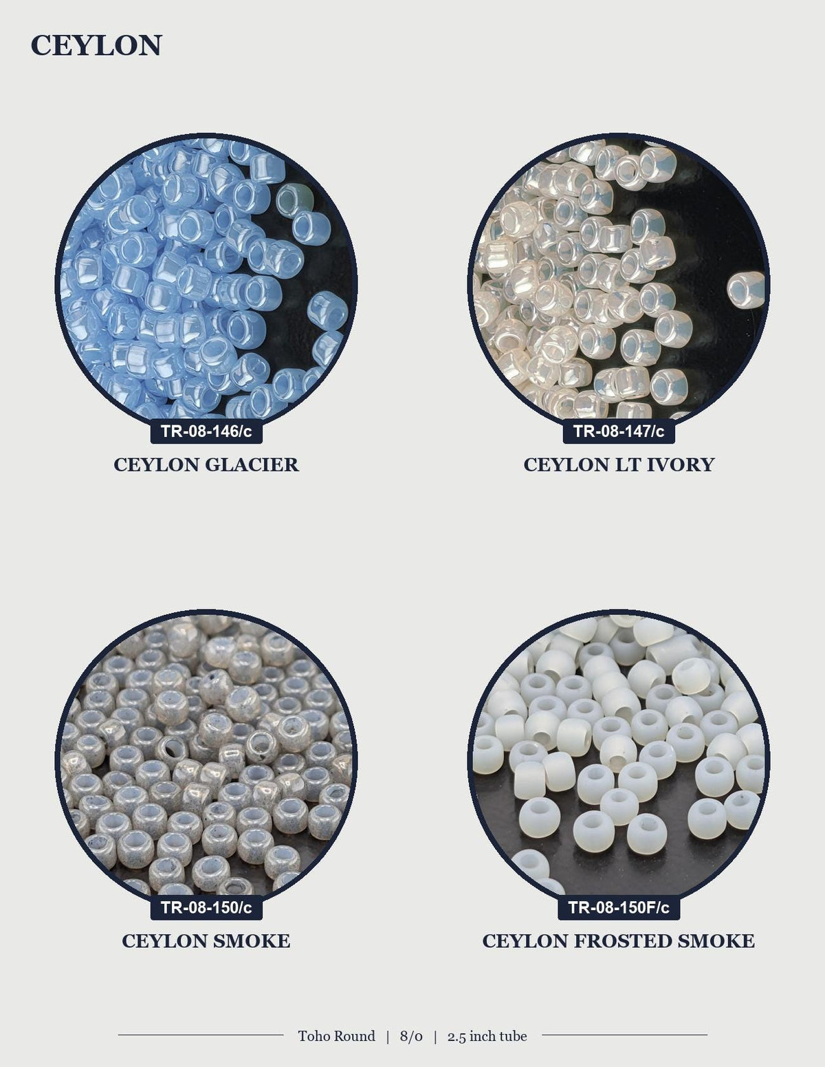 Toho Round Beads, Ceylon - Color Choice or Collection | 8/0 | 8g Pack