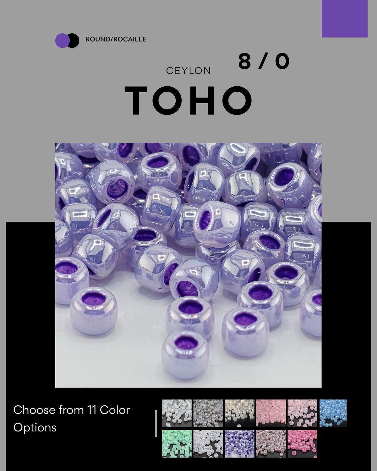 Toho Round Beads, Ceylon - Color Choice or Collection | 8/0 | 8g Pack