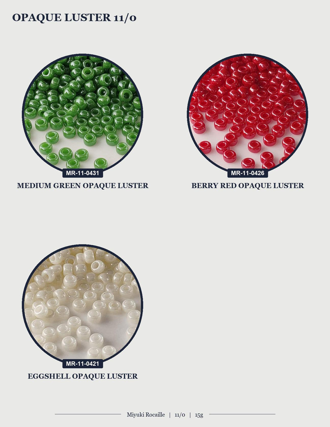 Opaque Luster Seed Beads, Opaque Luster Lot | Jewelry Making Supply | Size Eleven Glass