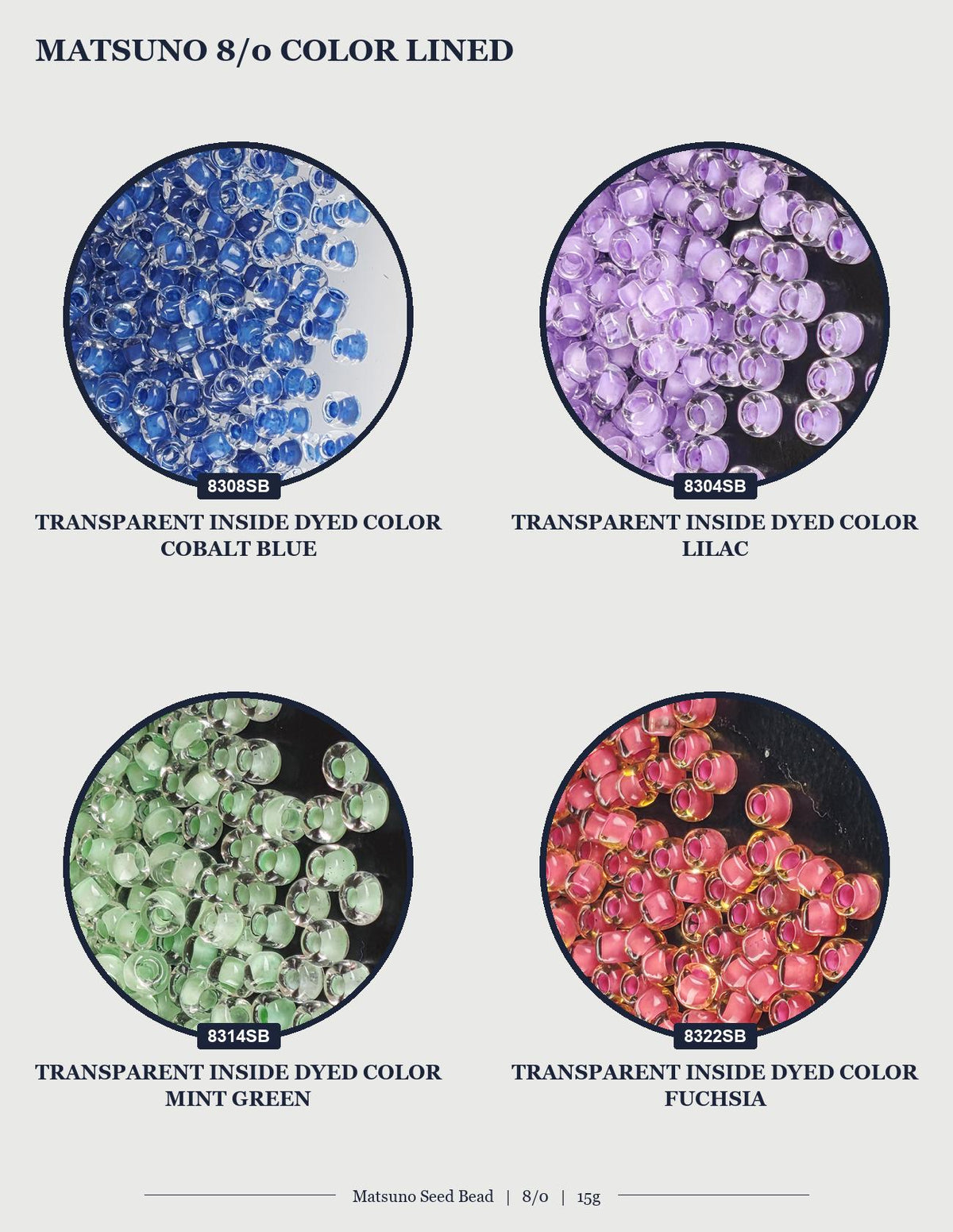 The image is a collage of four images, each depicting a different colored bead. The first image shows a blue bead, the second image shows a purple bead, the third image shows a green bead, and the fourth image shows a red bead.