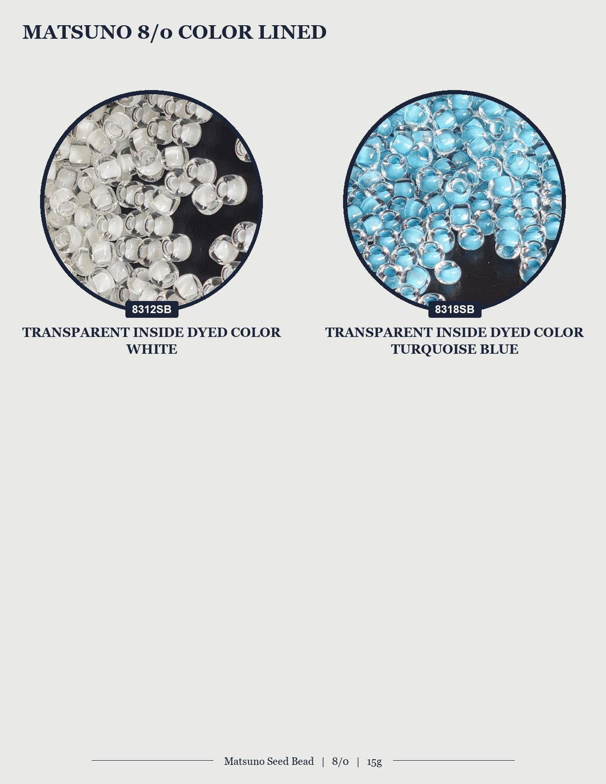 two different colored beads, one white and one turquoise blue, arranged in a circular pattern.