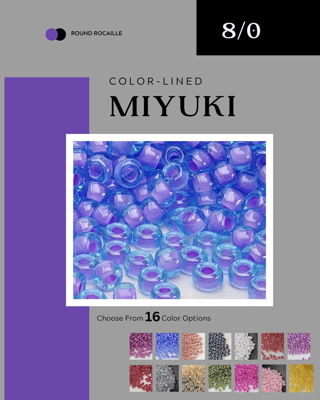 The image is a collage of various colored beads, including blue, purple, and pink beads, arranged in a visually appealing manner.