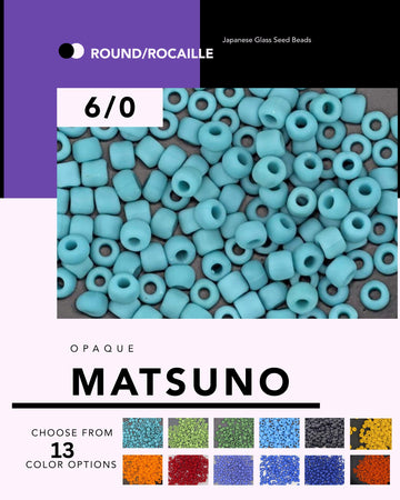 The image is a collage of various Japanese glass seed beads in different colors, including blue, green, orange, and red.