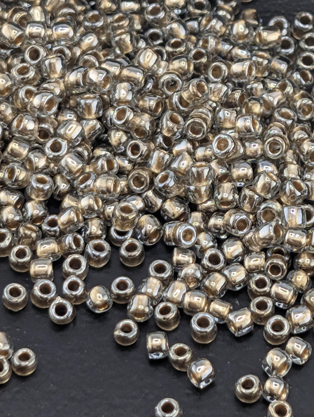 Gold-Lined Black Diamond Size 11/0 Toho Round 2.5" tube