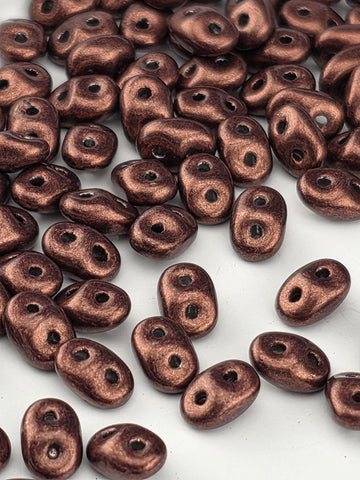 SuperDuo 2 Hole Beads, Metallic Chicory Coffee | Glass Seed Beads | 5x2mm