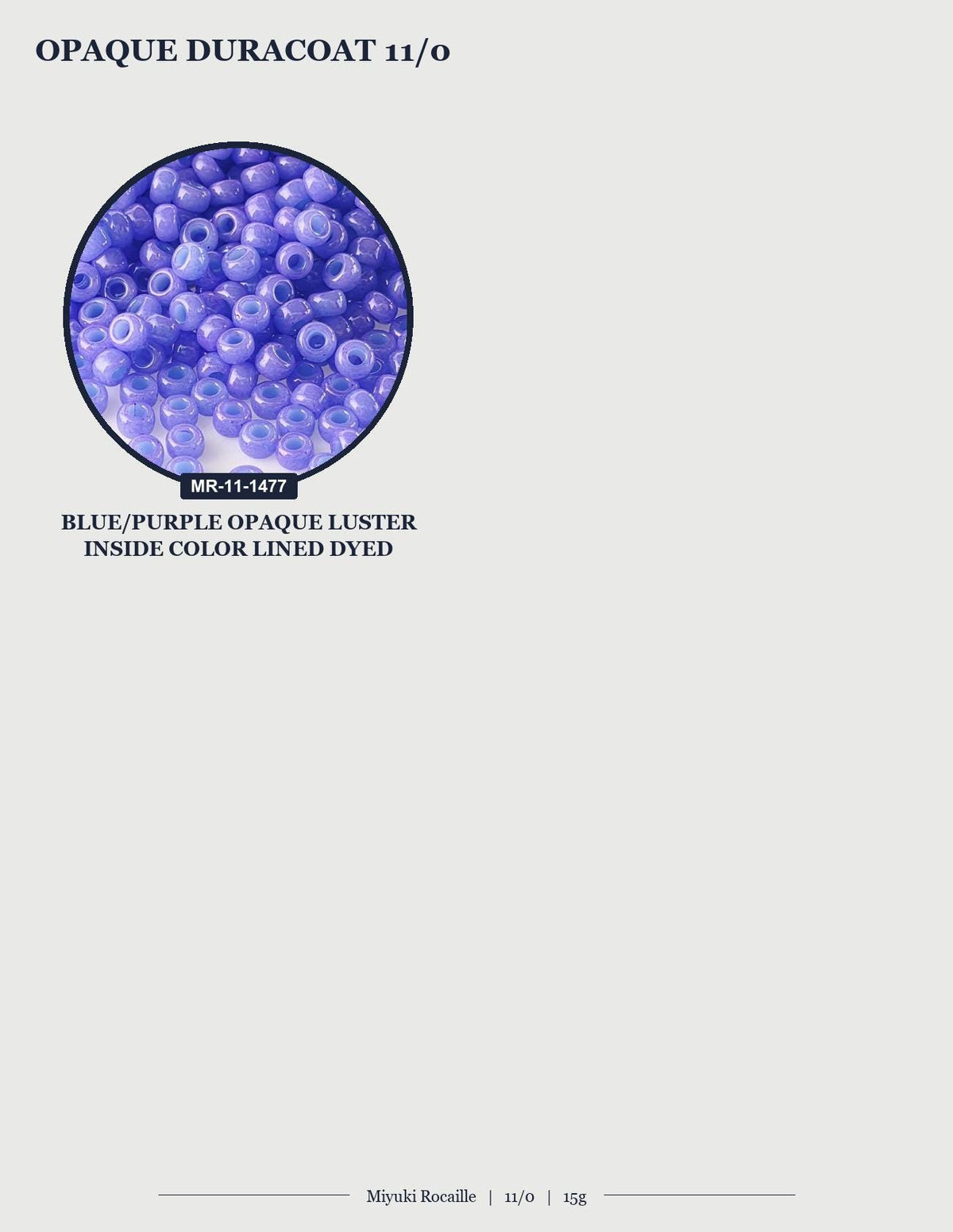 a collection of purple Opaque Luster beads, with a focus on the blue/purple color.
