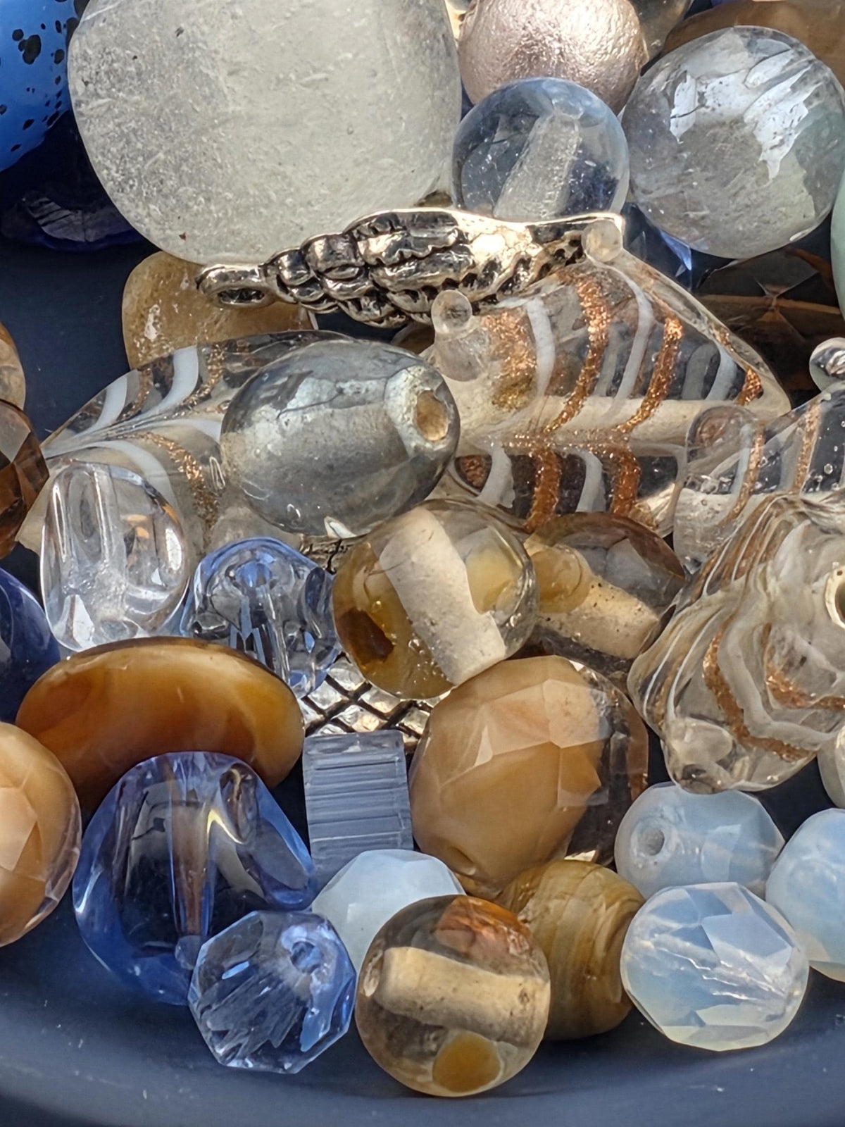 Glass & Metal Bead Mix Costal Drift | Blue, Brown and White - Nautical Charms