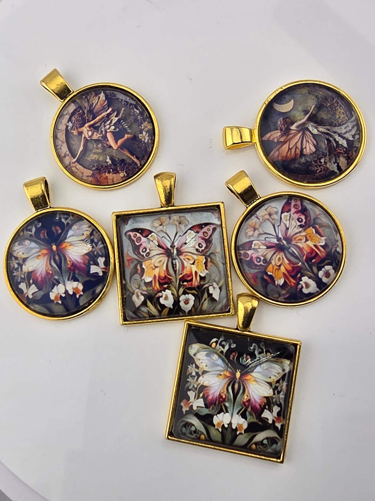 Bead Soup Mix, Butterfly & Fairy Cabochon | Amber Glass | DIY Jewelry