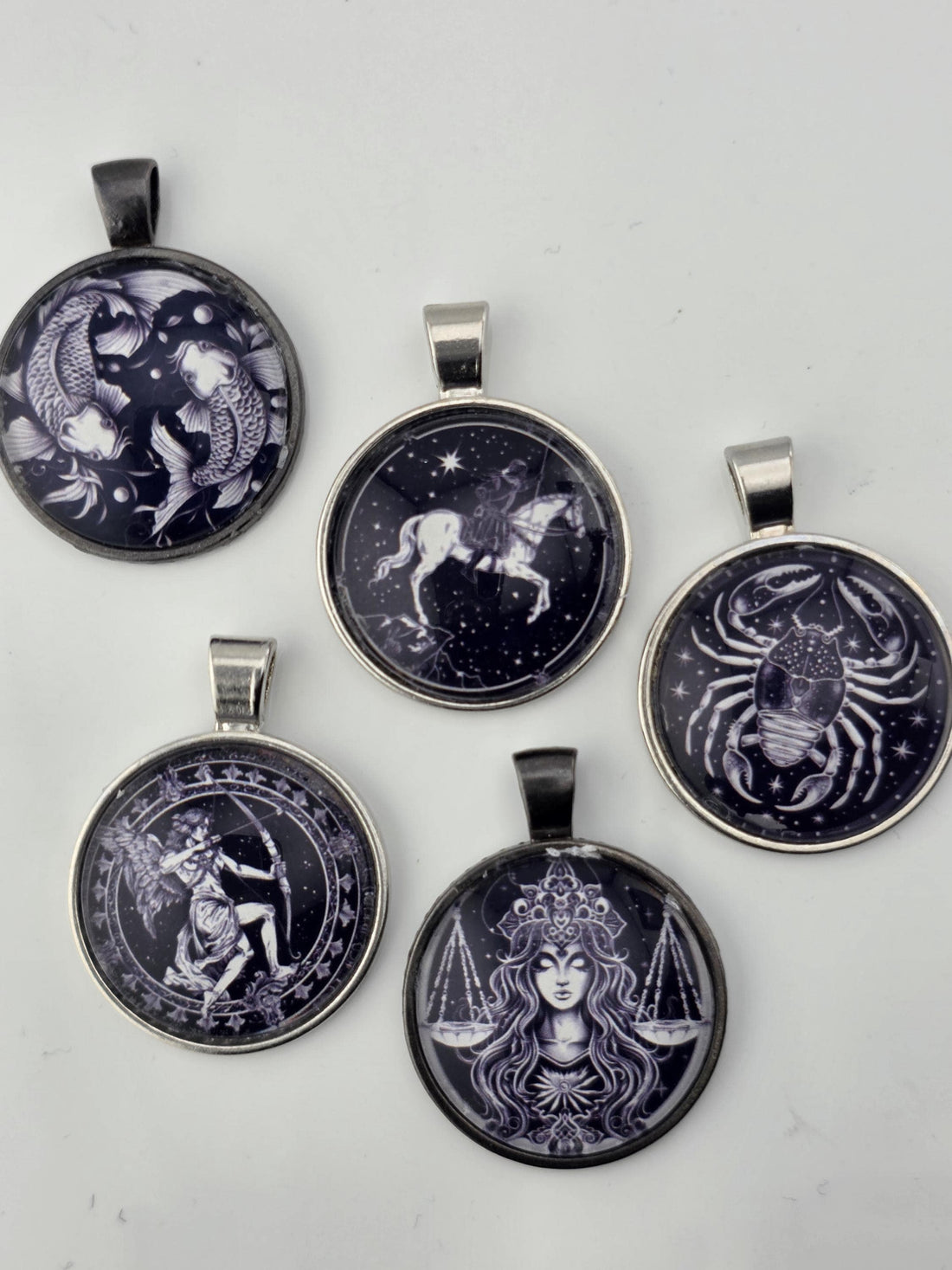 Bead Soup Mix, Inky Purple & Silver Zodiac Cabochon | Celestial Glass Beads