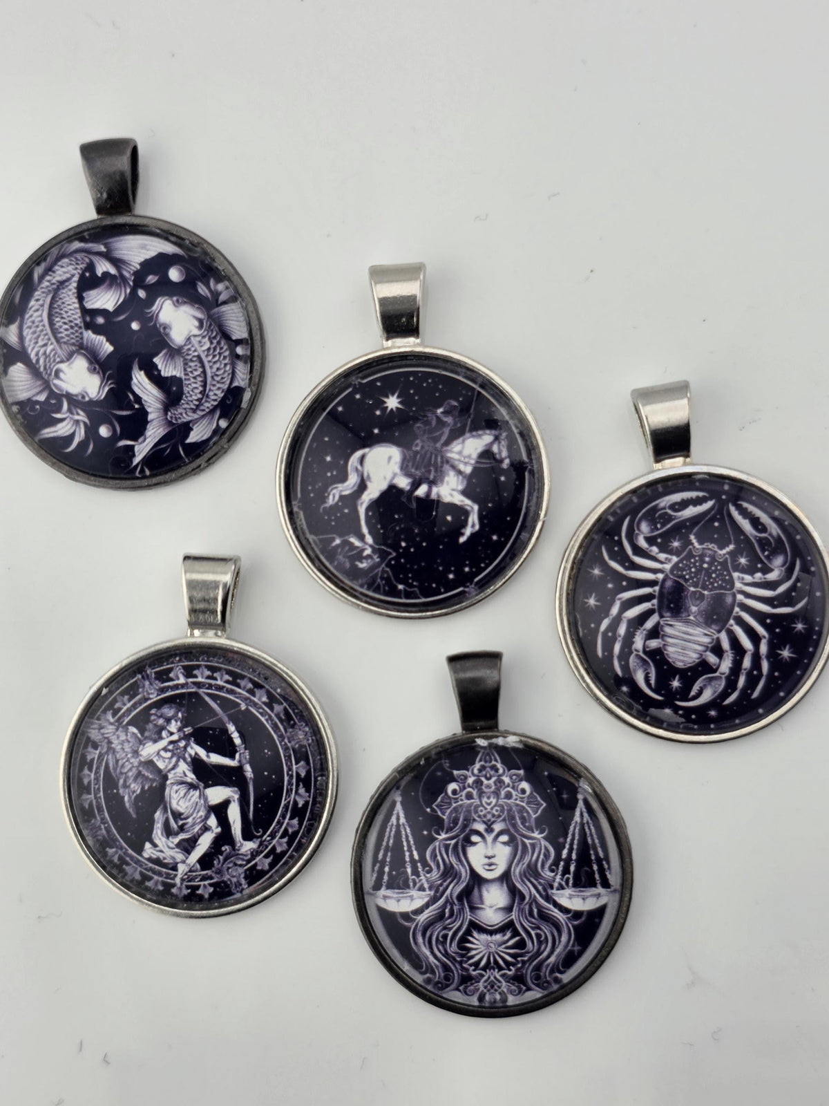 Bead Soup Mix, Inky Purple & Silver Zodiac Cabochon | Celestial Glass Beads