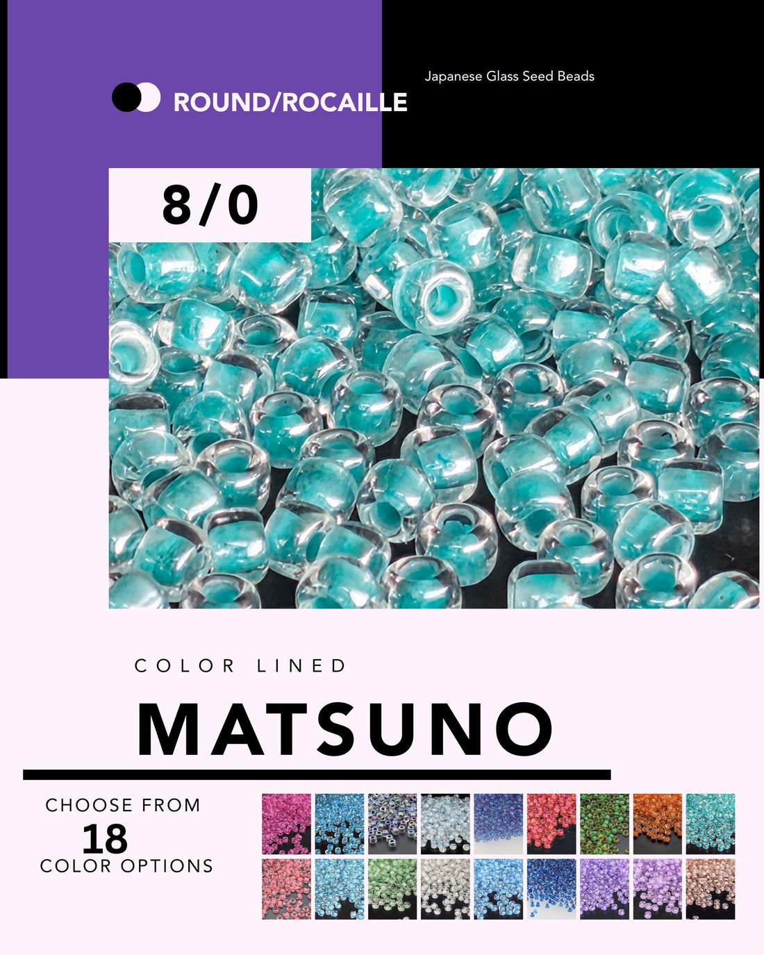 The image is a collage of various colored glass seed beads, specifically Japanese glass seed beads, arranged in a visually appealing manner.
