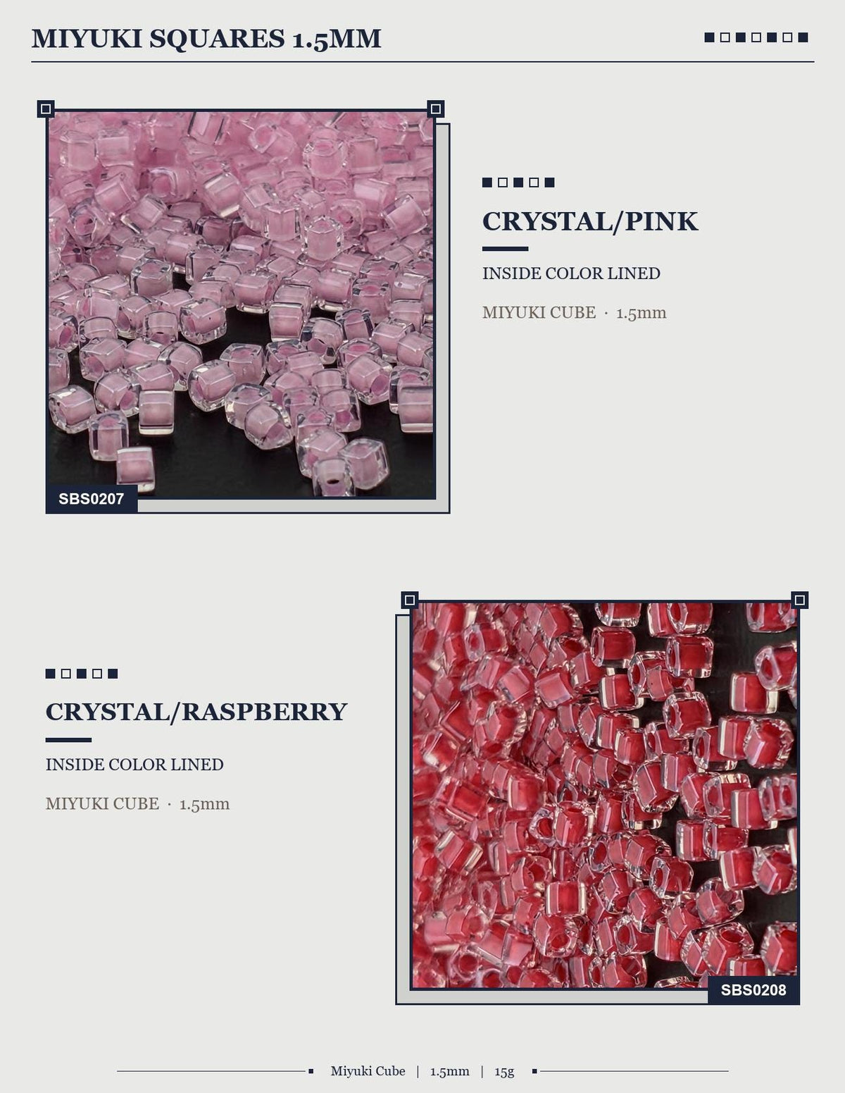 two different types of beads, each with a unique color and size. The beads are arranged in a visually appealing manner, showcasing their distinct characteristics.