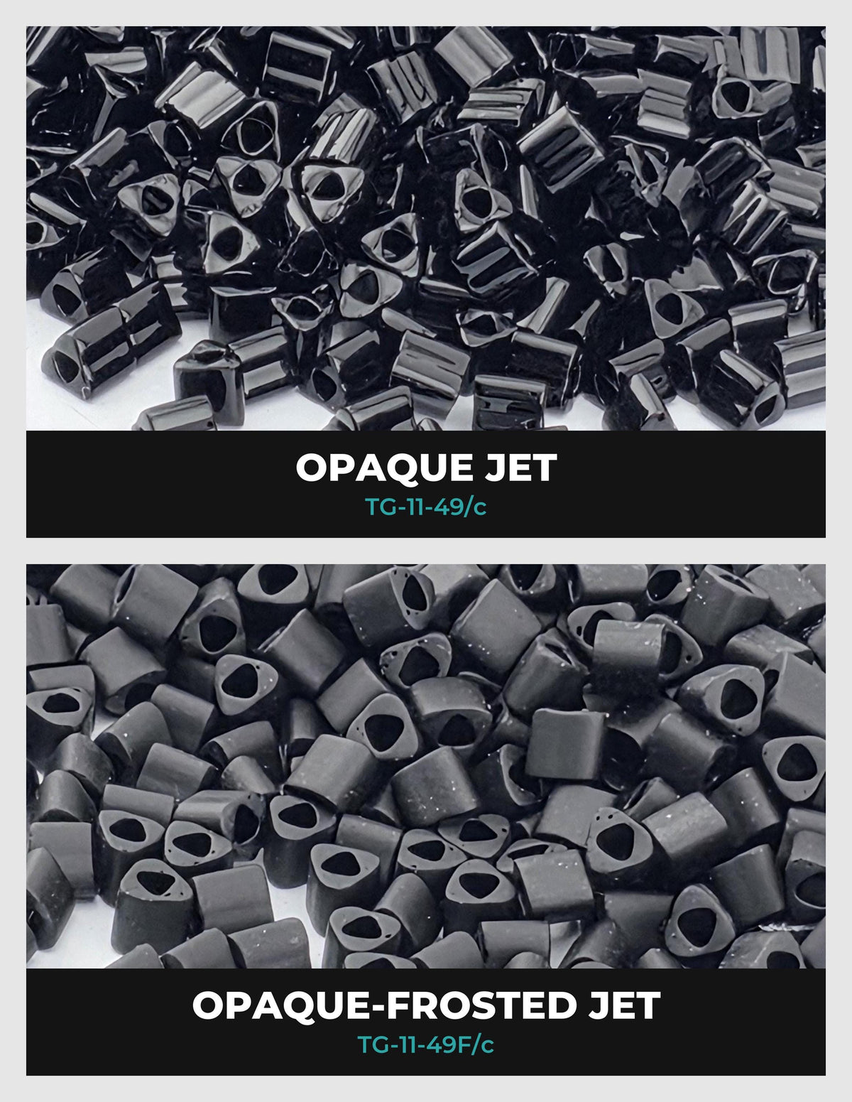 two different types of black objects: a pile of black cubes and a pile of black cubes with a frosted or frosted finish.