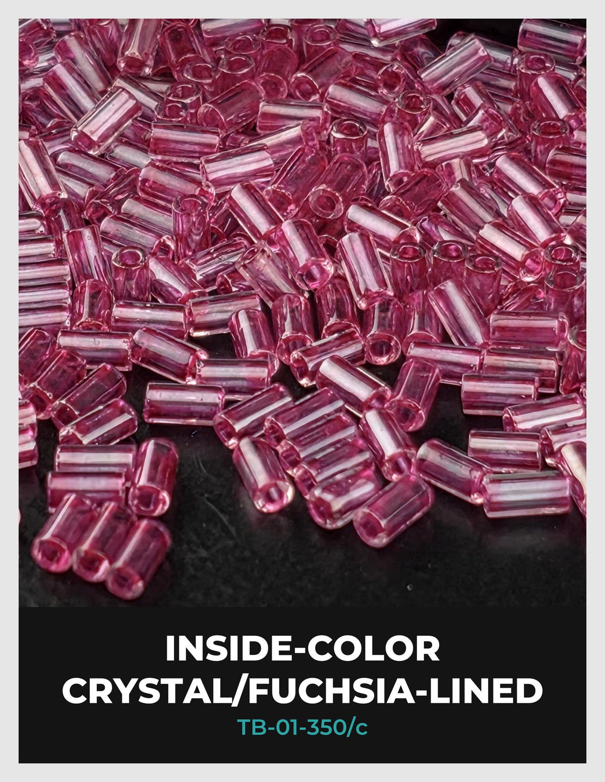 The image is a close-up of numerous small, clear, and shiny pink crystal beads or beads, arranged in a visually appealing manner.